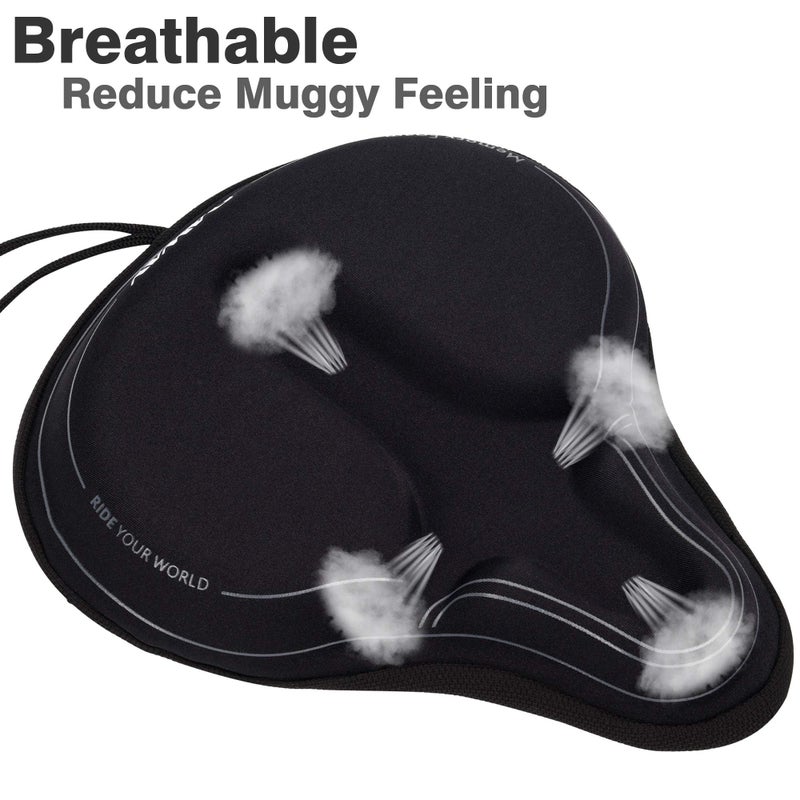 DAWAY Memory Foam Bike Seat Cover - C6M Extra Soft Pad Most Comfortable Big Exercise Bicycle Saddle Cushion for Women Men, Fit for Peloton, Stationary, Indoor Bikes, Mountain, Road Bycicle - Image 4